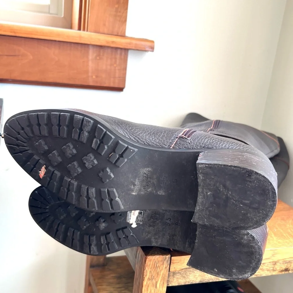 Coach Sullivan Riding Safari Chestnut Pebbled Leather Boots Brown Size 9.5 - Picture 10 of 12